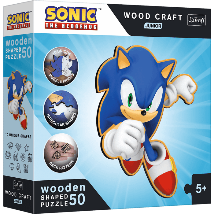 Opakowanie puzzli drewnianych Sonic 50 el. Sprytny Sonic
