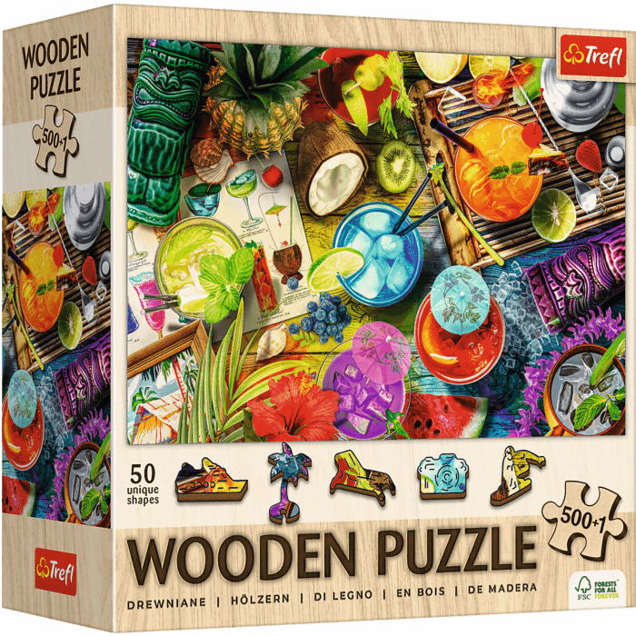 Puzzle drewniane 501 el. Kolorowe koktajle - opakowanie Puzzle drewniane 501 el. Kolorowe koktajle - opakowanie