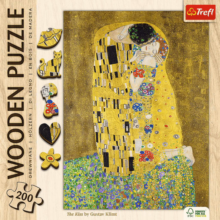 Puzzle drewniane 200 el. Pocałunek, Gustav Klimt - przód opakowania