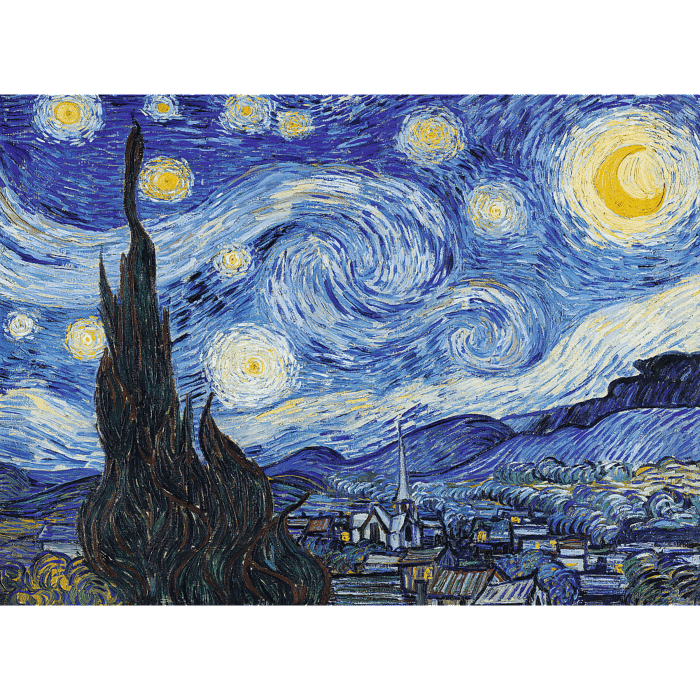 Puzzle drewniane 200 el. Gwiaździsta Noc, Vincent van Gogh - zawartość opakowania