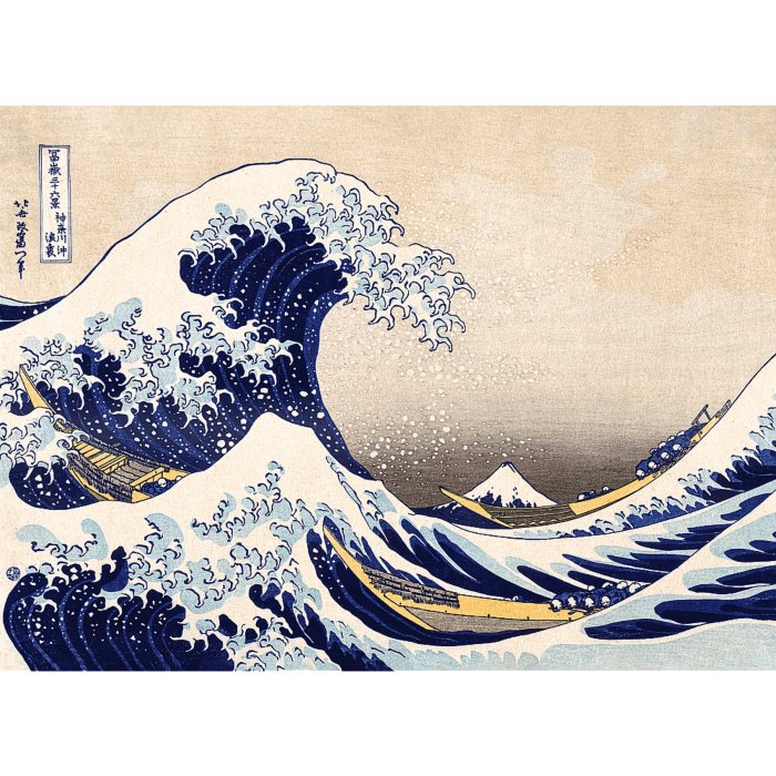 Puzzle drewniane 200 el. Wielka Fala w Kanagawie, Hokusai Katsushika - zawartość opakowania