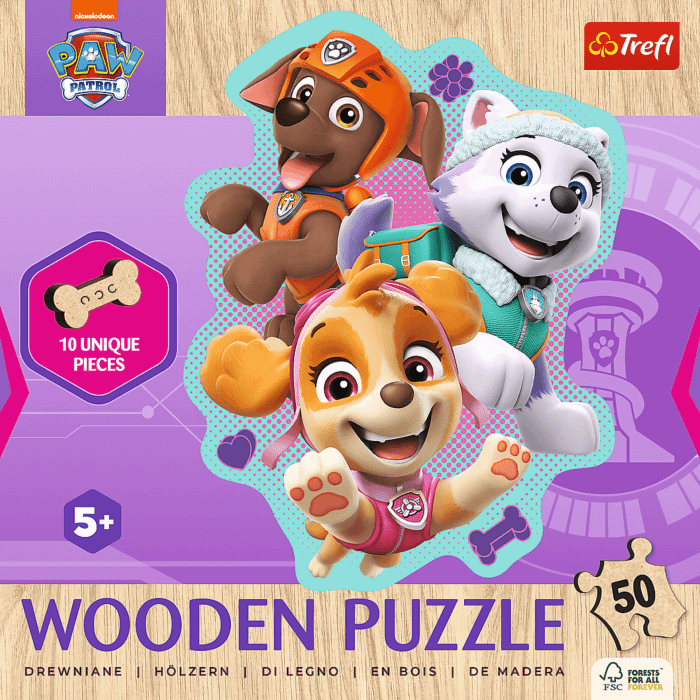 Puzzle drewniane Psi Patrol 50 el. Wesoła gromadka piesków | Trefl