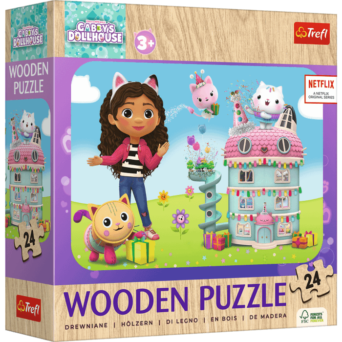 Puzzle drewniane Koci Domek Gabi 24 el. Wesoła Gabby i przyjaciele - opakowanie Puzzle drewniane Koci Domek Gabi 24 el. Wesoła Gabby i przyjaciele - opakowanie