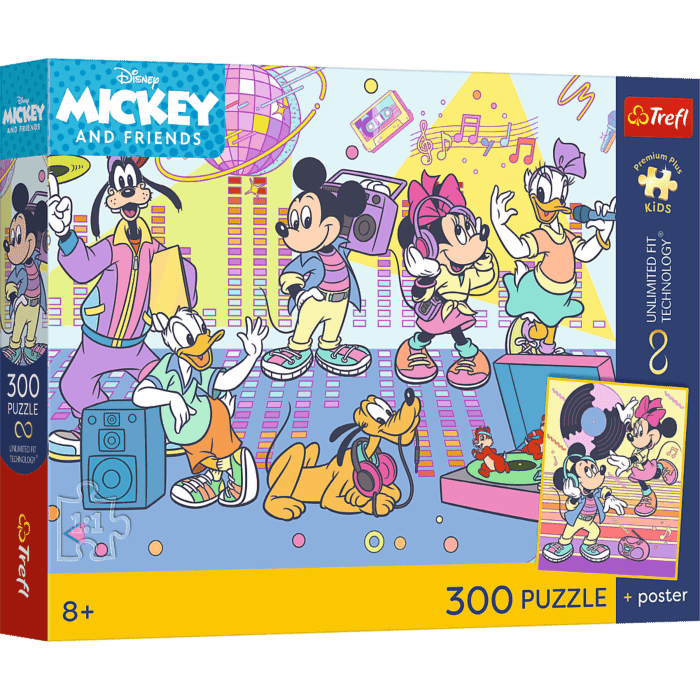 Puzzle Premium Plus Kids UFT, Disney 300 el. Ekscytująca przygoda + kolekcjonerski plakat - opakowanie 