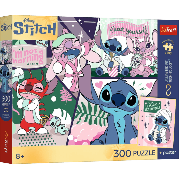 Puzzle Premium Plus Kids UFT, Lilo & Stitch 300 el. Kosmiczny duet + kolekcjonerski plakat - opakowanie 