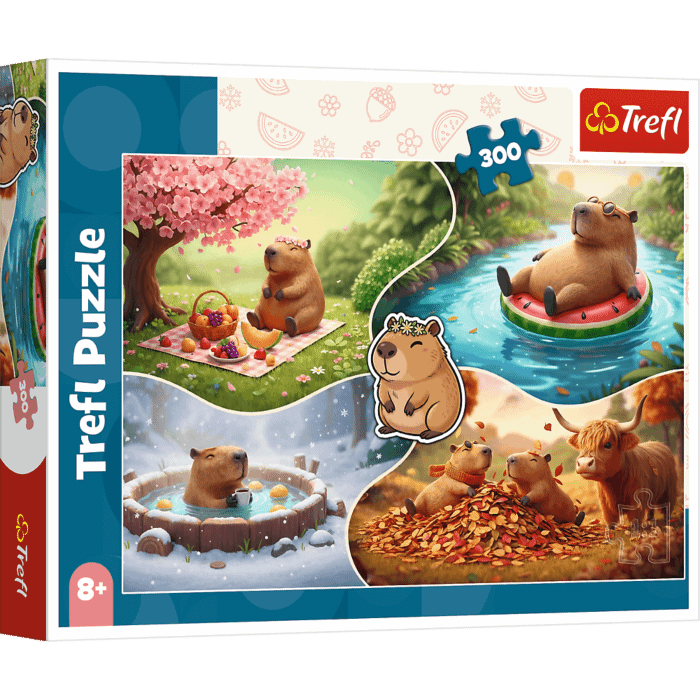 Puzzle 300 el. Cztery pory roku z kapibarami - opakowanie 