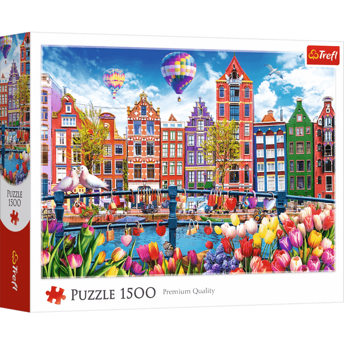Puzzle 1500 el. Kolorowy Amsterdam - opakowanie 