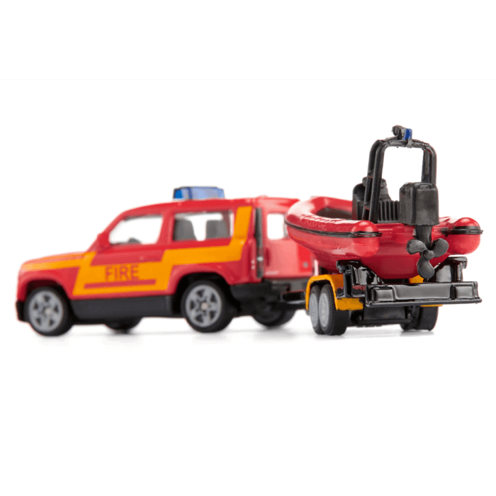 Zabawka Siku Orange, Land Rover Defenfer z łodzią