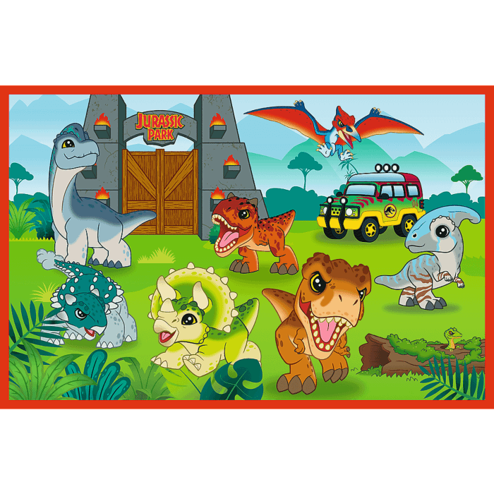 Puzzle Park Jurajski 2 x 24 el. Małe dinozaury - zawartość opakowania