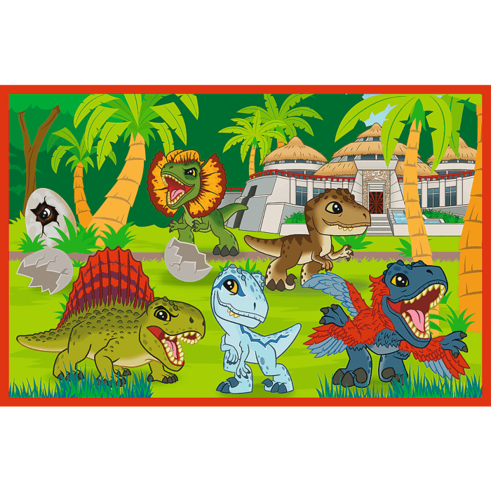 Puzzle Park Jurajski 2 x 24 el. Małe dinozaury - zawartość opakowania