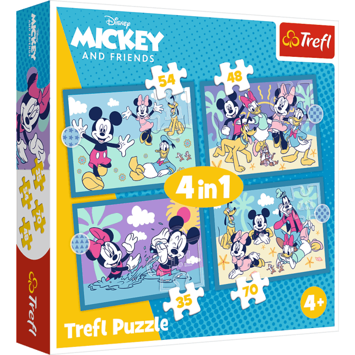 Puzzle 4w1 Myszka Miki, Zabawne zdarzenia Myszki Miki - opakowanie