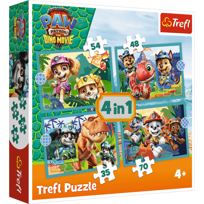 Puzzle 4w1 Psi Patrol, Historie z wyspy dinozaurów - opakowanie 