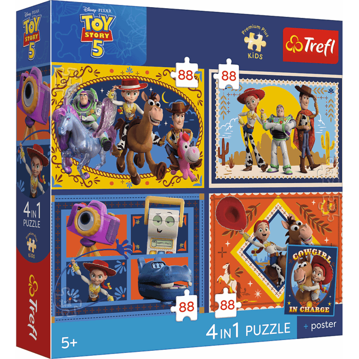Puzzle Premium Plus Kids, Toy Story 4 x 88 el. Czas zabawek + kolekcjonerski plakat - opakowanie 
