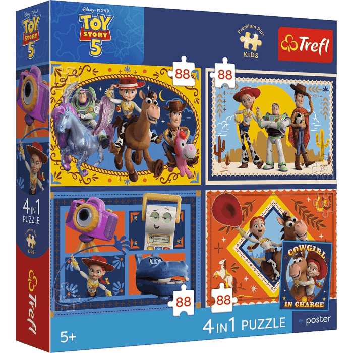 Puzzle Premium Plus Kids, Toy Story 4 x 88 el. Czas zabawek + kolekcjonerski plakat - opakowanie 
