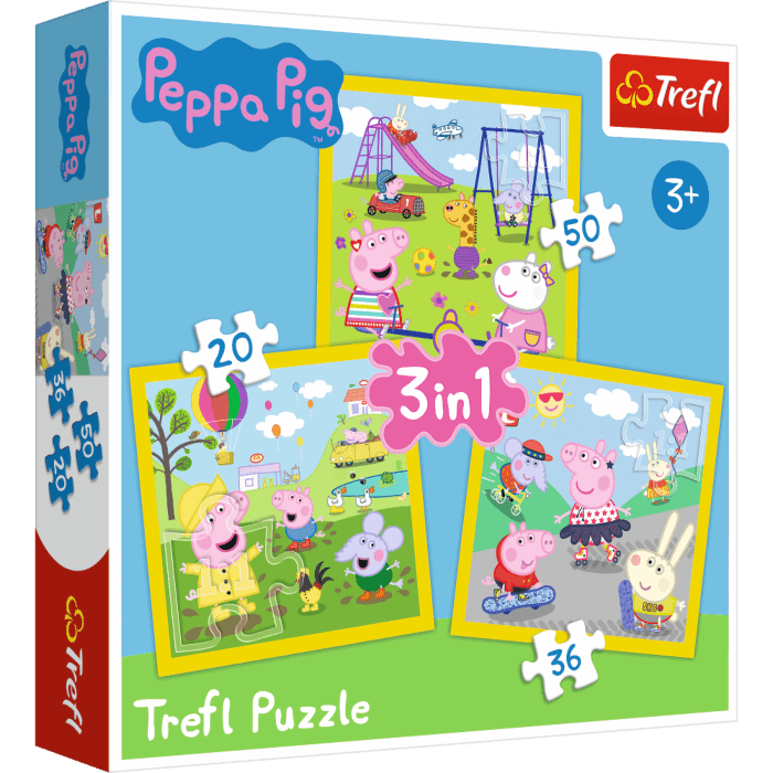 Wesoły dzień Peppy - puzzle 3w1 od Trefl