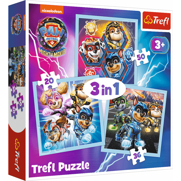 Puzzle 3w1 Psi Patrol Moc Mighty Pups - opakowanie