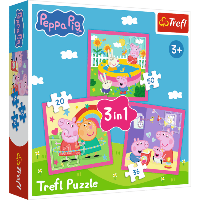 Puzzle 3w1 Świnka Peppa, Peppa i przyjaciele - opakowanie Puzzle 3w1 Świnka Peppa, Peppa i przyjaciele - opakowanie