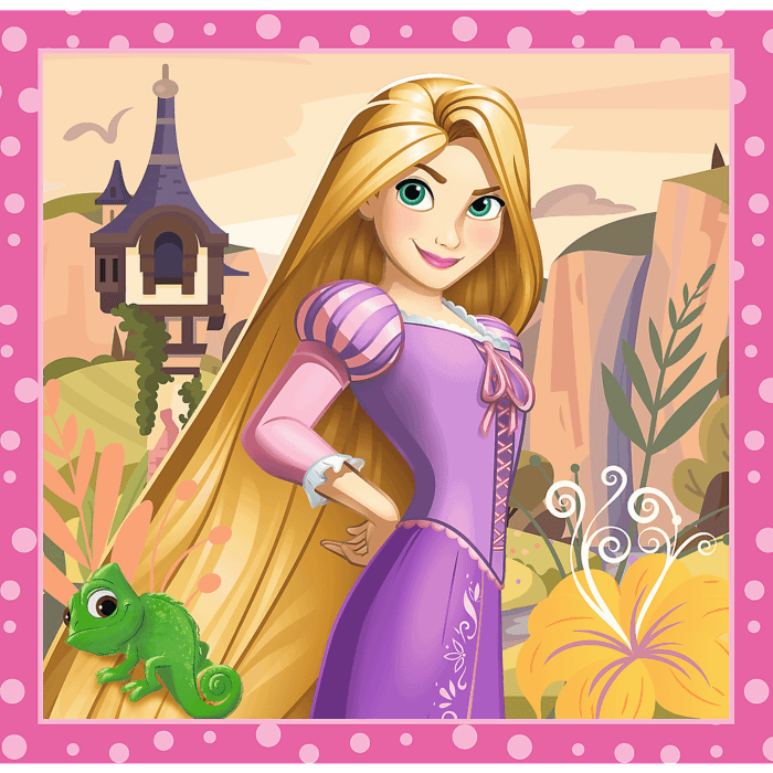 Puzzle 3w1 Disney, Piękne kwiaty - zawartość opakowania 2/3