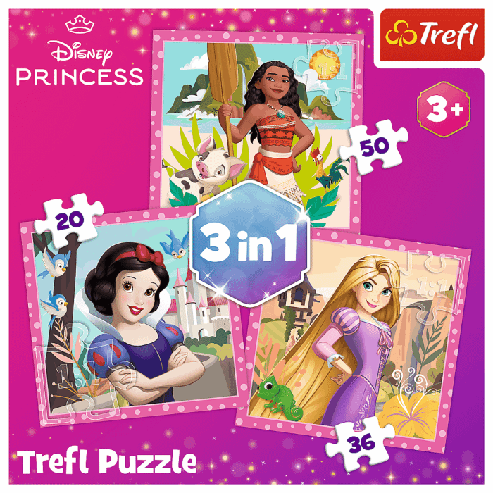 Puzzle 3w1 Disney, Piękne kwiaty - przód opakowania
