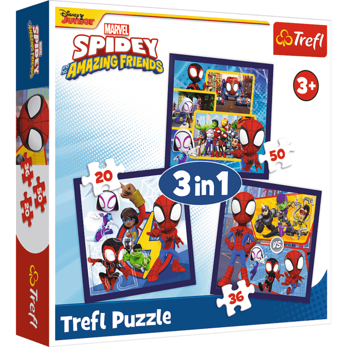 Puzzle 3 w 1 Spidey, Pająki i dinozaury - opakowanie Puzzle 3 w 1 Spidey, Pająki i dinozaury - opakowanie