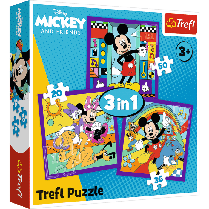 Puzzle 3w1 Mickey Mouse and Friends, Miki i jego wesoła ekipa - opakowanie
