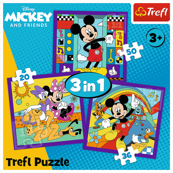 Puzzle 3w1 Mickey Mouse and Friends, Miki i jego wesoła ekipa | Trefl