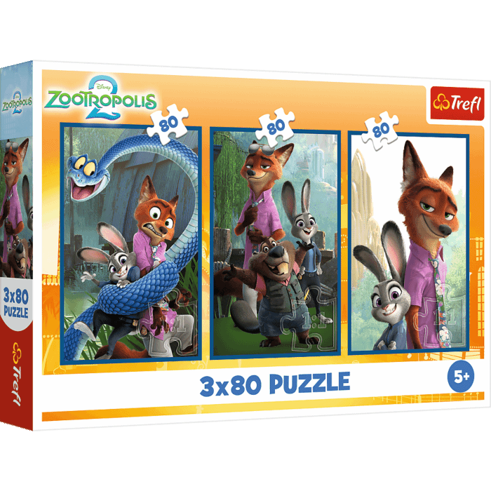 Puzzle Zwierzogród 2, 3 x 80 el. - Zwierzakowe śledztwo - opakowanie