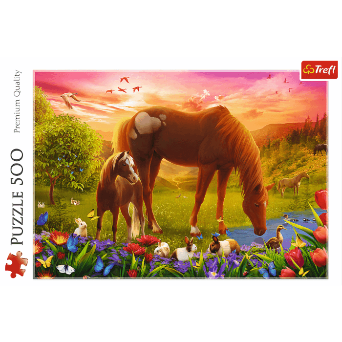 Wieko puzzli 500 el. Konie na łące