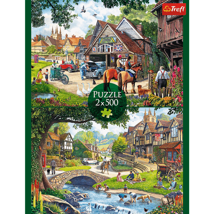 Puzzle 2 x 500 el. Sielankowe życie - przód opakowania