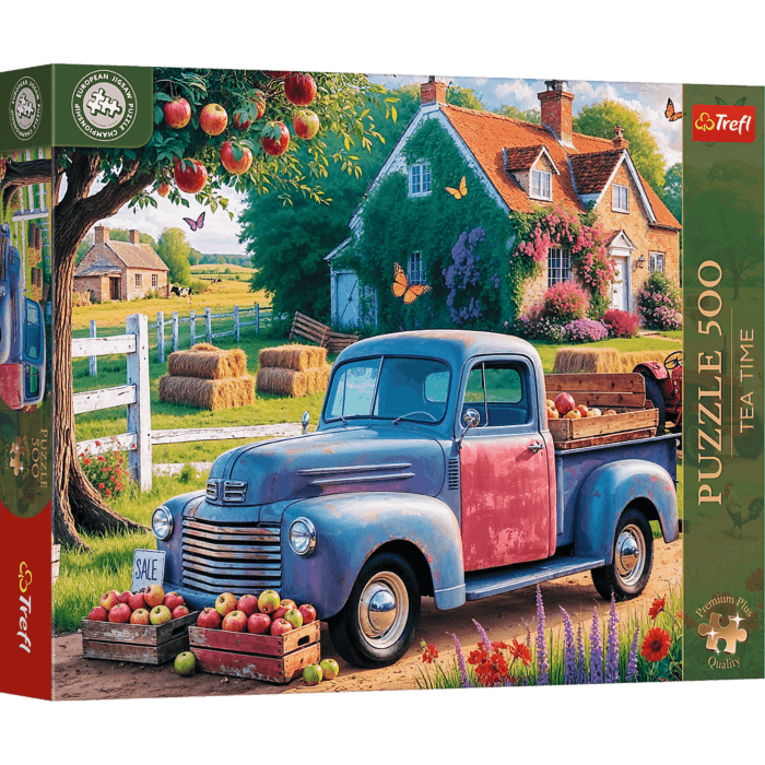 Puzzle 500 el. Premium Plus Quality, Mistrzostwa Europy, Tea Time: Samochód farmera - opakowanie