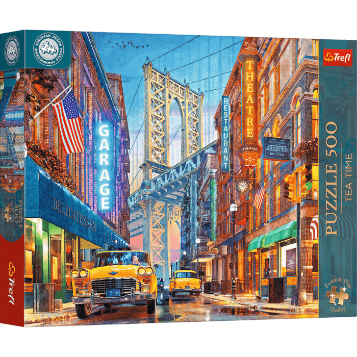 Puzzle 500 el. Premium Plus Quality, Mistrzostwa Europy, Tea Time: Widok na Manhattan Bridge - opakowanie