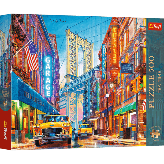 Puzzle 500 el. Premium Plus Quality, Mistrzostwa Europy, Tea Time: Widok na Manhattan Bridge - opakowanie