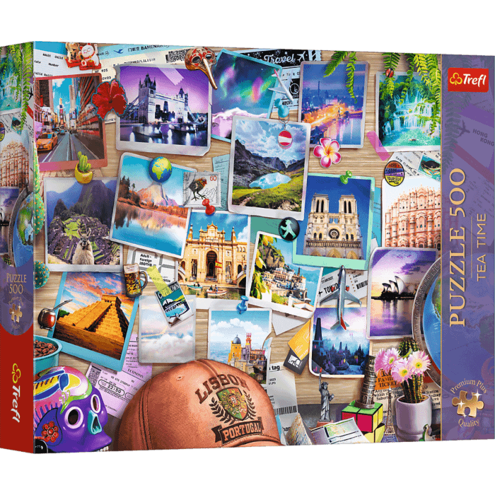 Puzzle 500 el. Premium Plus Quality, Tea Time: Wspomnienia z podróży -  opakowanie