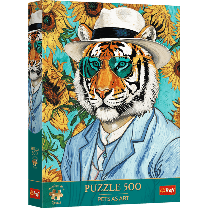 Puzzle Premium Plus Quality Pets as Art 500 el. Pan Tygrys i Słoneczniki - opakowanie 