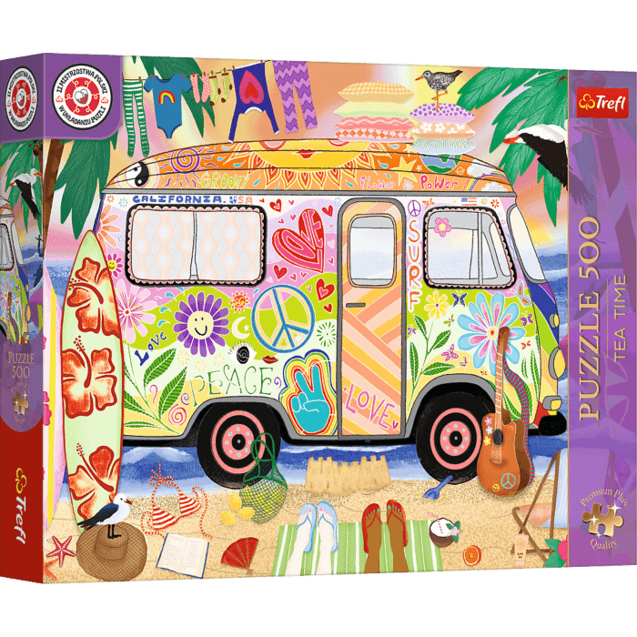 Puzzle 500 el. Premium Plus Quality, Mistrzostwa Polski, Kamper na plaży - opakowanie 