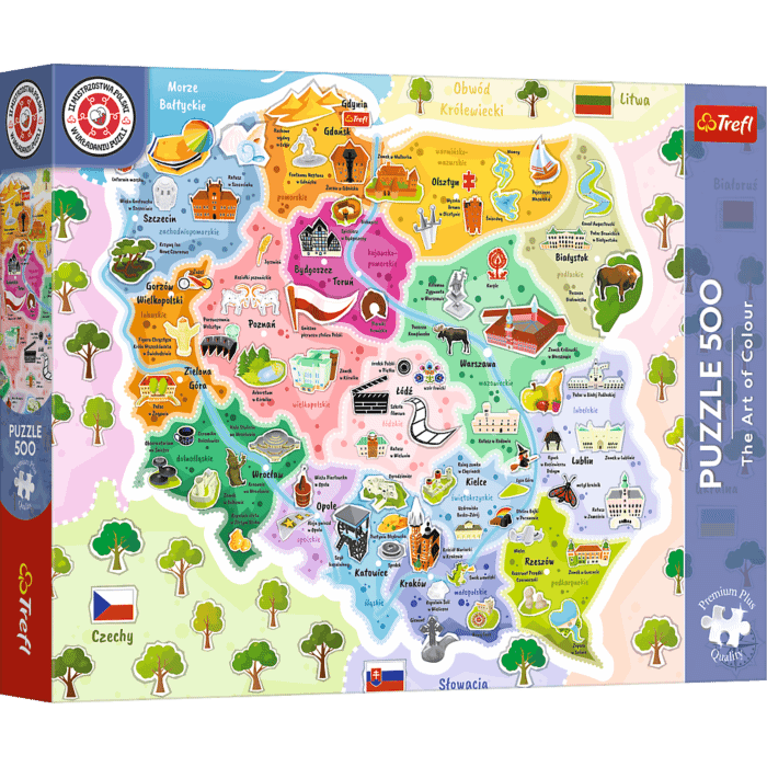 Puzzle 500 el. Premium Plus Quality, Mistrzostwa Polski, Mapa Polski - opakowanie 