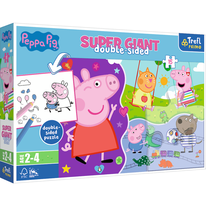 Puzzle Super Giant Świnka Peppa 15 el. Poznaj wesołą Świnkę Peppę
