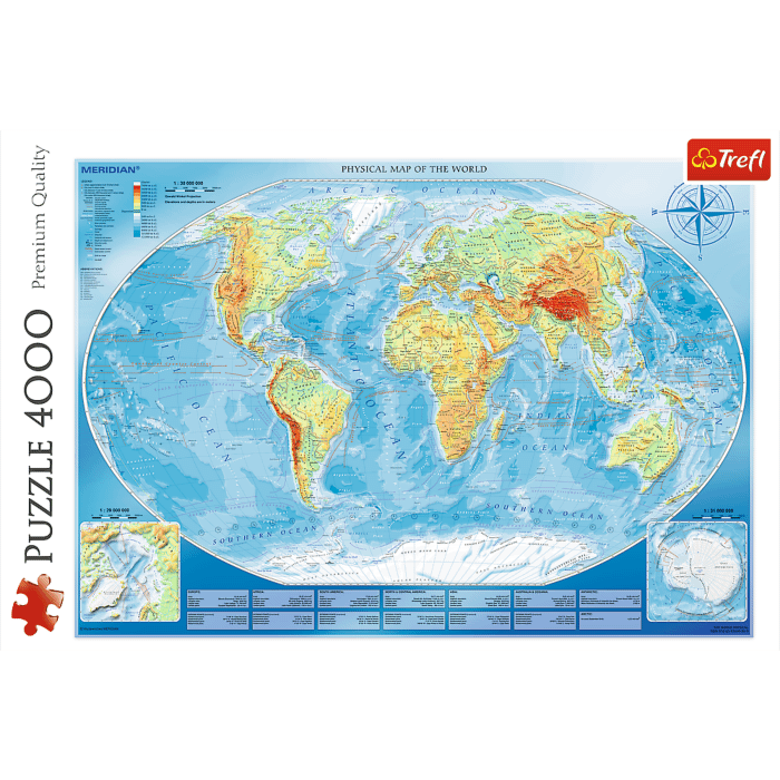 Wielka mapa fizyczna świata - puzzle 4000 elementów od Trefl - zdjęcie 2