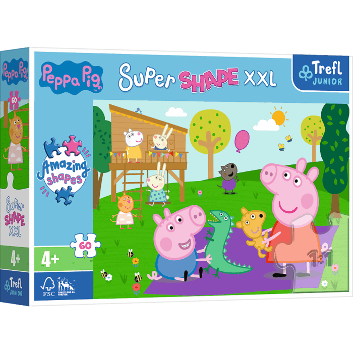 Zabawy z braciszkiem - Puzzle Super Shape XXL Świnka Peppa - przód opakowania 