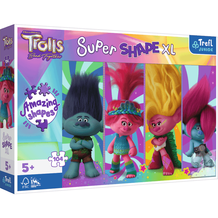Puzzle dla dzieci Zabawy z Trollami - opakowanie
