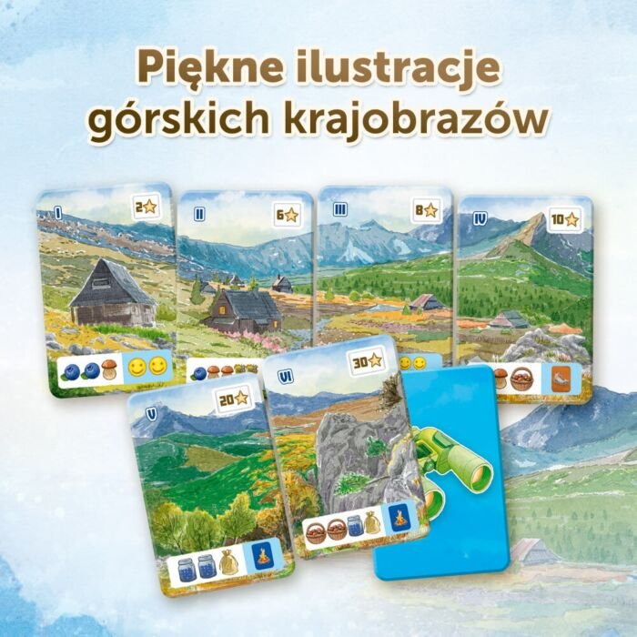 Gra rodzinna Pięć Szczytów od Trefl piękne ilustracje