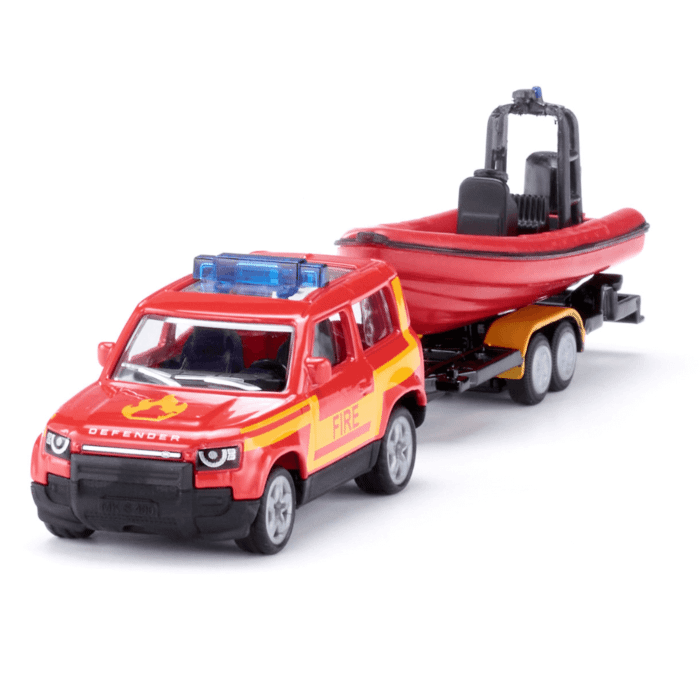 Zabawka Siku Orange, Land Rover Defenfer z łodzią