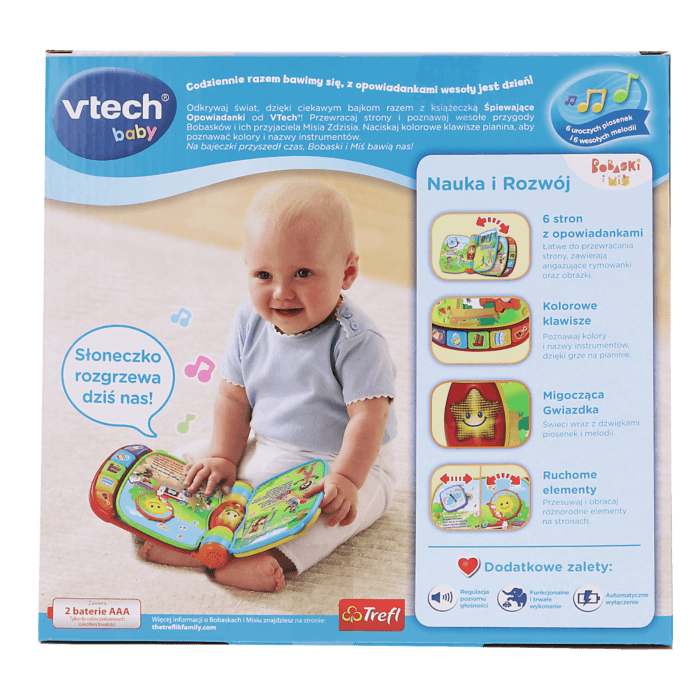 Zabawka interaktywna VTech Śpiewające Opowiadanki Bobaski i Miś - tył opakowania 
