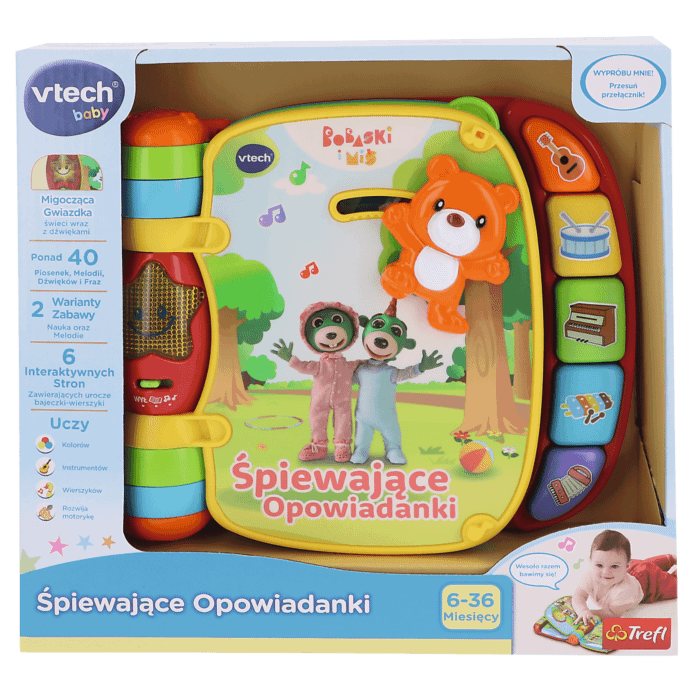 Zabawka interaktywna VTech Śpiewające Opowiadanki Bobaski i Miś - zabawka przodem