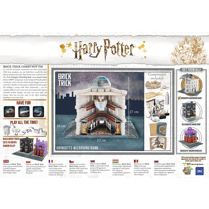 Klocki ceramiczne Brick Trick Harry Potter - Gringotts Wizarding Bank - tył opakowania