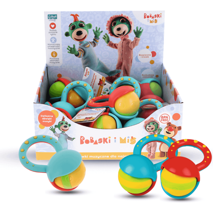 Zabawka muzyczna Bobaski i Miś - Grzechotka Roller, Opakowanie zbiorcze 20 szt. - produkt