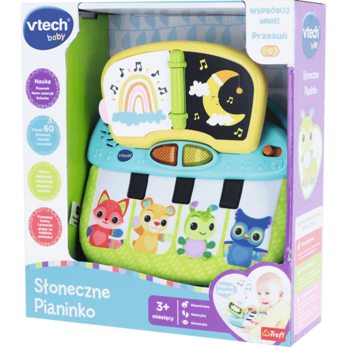 Zabawka interaktywna VTech Słoneczne Pianinko - produkt w opakowaniu bokiem