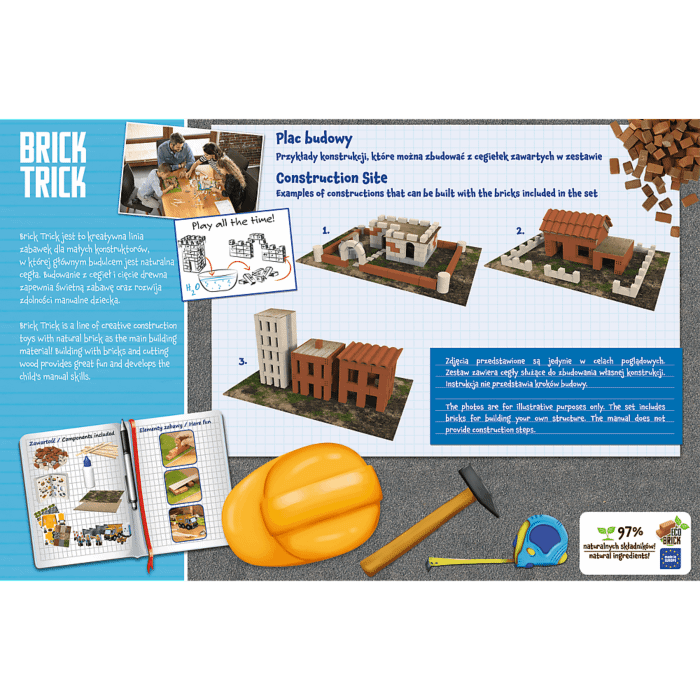 Klocki ceramiczne Brick Trick - Plac budowy / Construction site - tył opakowania
