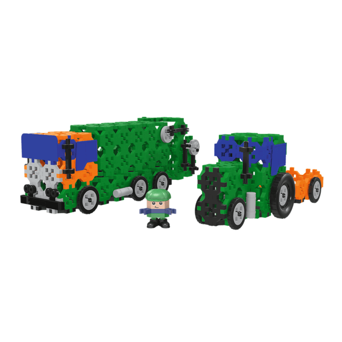Zestaw klocków Connect 2w1: Śmieciarka / Traktor | Trefl