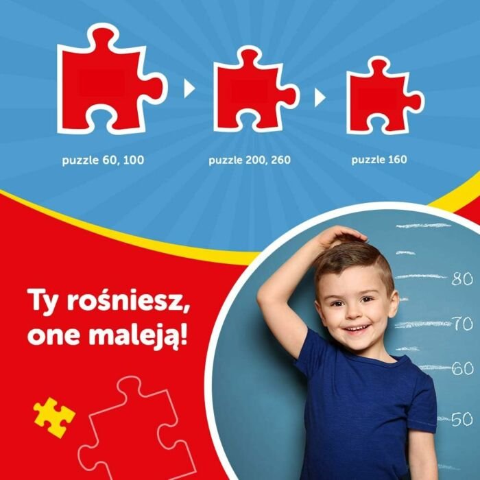 Puzzle Psi Patrol 10w1 Niezawodna druzyna Psiego Patrolu - ty rośniesz, one maleją